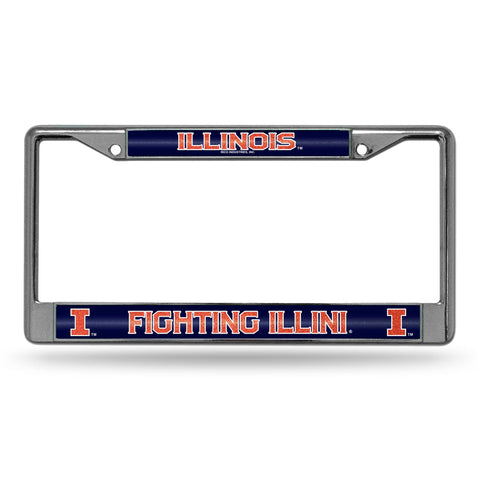 Illinois Fighting Illini License Frame - Chrome Glitter