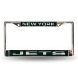 New York Jets Chrome Laser License Frame