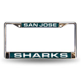 San Jose Sharks Chrome Laser License Frame