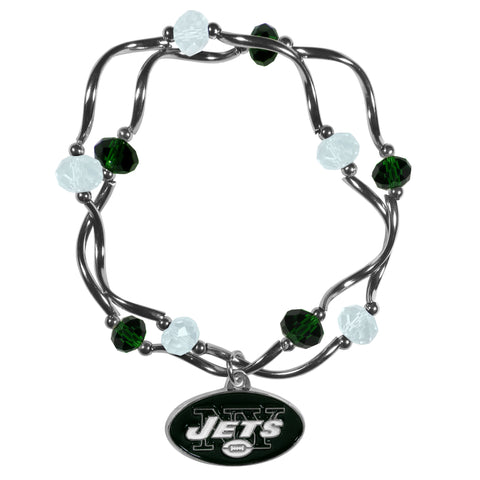 New York Jets Crystal Bead Bracelet