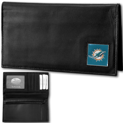 Miami Dolphins Deluxe Leather Checkbook Cover