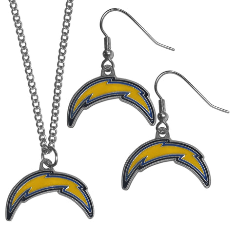 Los Angeles Chargers Dangle Earrings and Chain Necklace Set