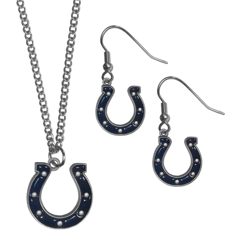 Indianapolis Colts Dangle Earrings and Chain Necklace Set