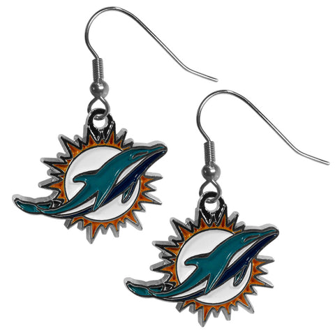 Miami Dolphins Chrome Earrings - Dangle Style