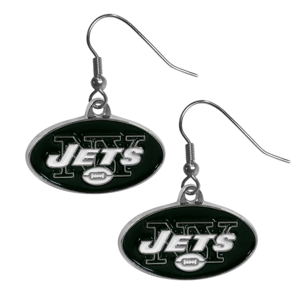 New York Jets Chrome Earrings - Dangle Style