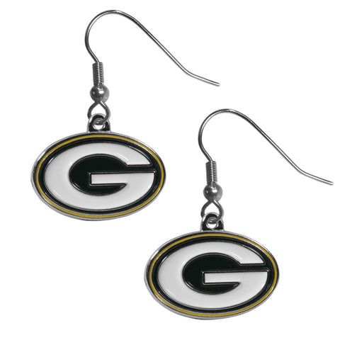 Green Bay Packers   Chrome Dangle Earrings 