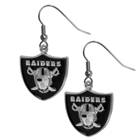 Oakland Raiders   Chrome Dangle Earrings 