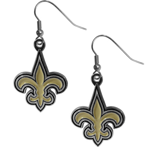 New Orleans Saints Chrome Earrings - Dangle Style