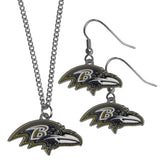 Baltimore Ravens Dangle Earrings and Chain Necklace Set