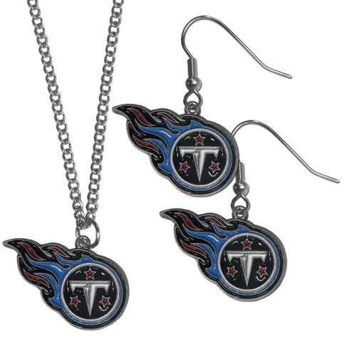 Tennessee Titans Dangle Earrings and Chain Necklace Set