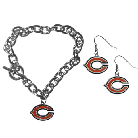 Chicago Bears Chain Bracelet and Dangle Earring Set