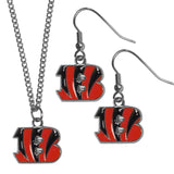 Cincinnati Bengals Dangle Earrings and Chain Necklace Set