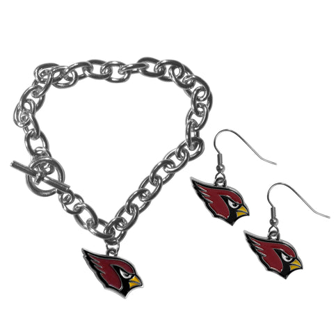 Arizona Cardinals Chain Bracelet and Dangle Earring Set
