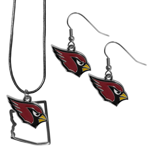 Arizona Cardinals Dangle Earrings and State Necklace Set