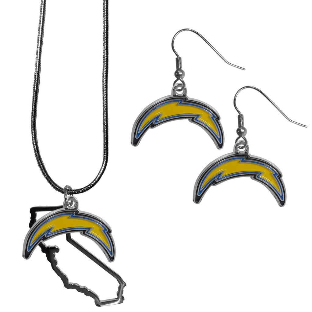 Los Angeles Chargers Dangle Earrings and State Necklace Set