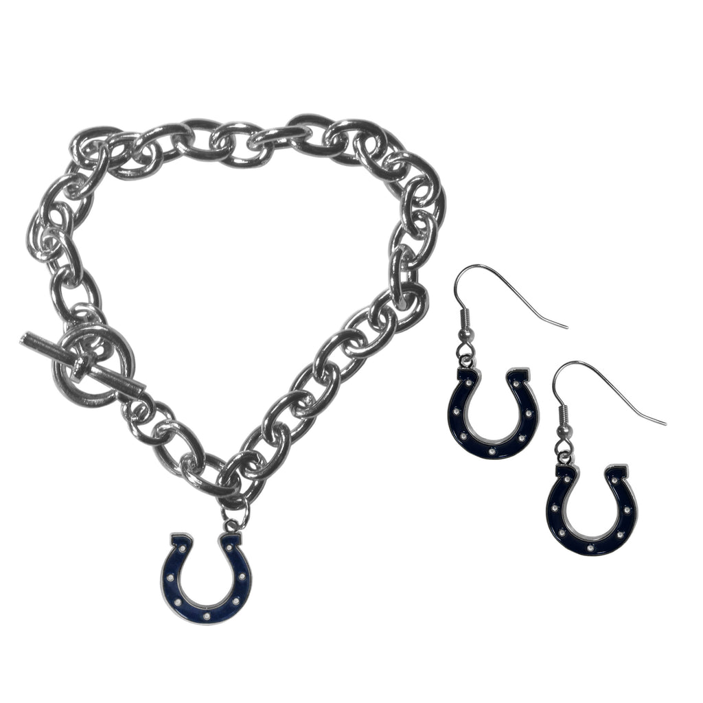 Indianapolis Colts Chain Bracelet and Dangle Earring Set