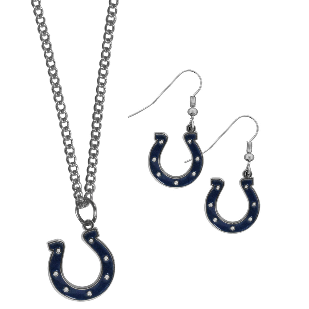 Indianapolis Colts Dangle Earrings and Chain Necklace Set