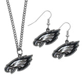 Philadelphia Eagles Dangle Earrings and Chain Necklace Set