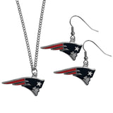 New England Patriots Dangle Earrings and Chain Necklace Set