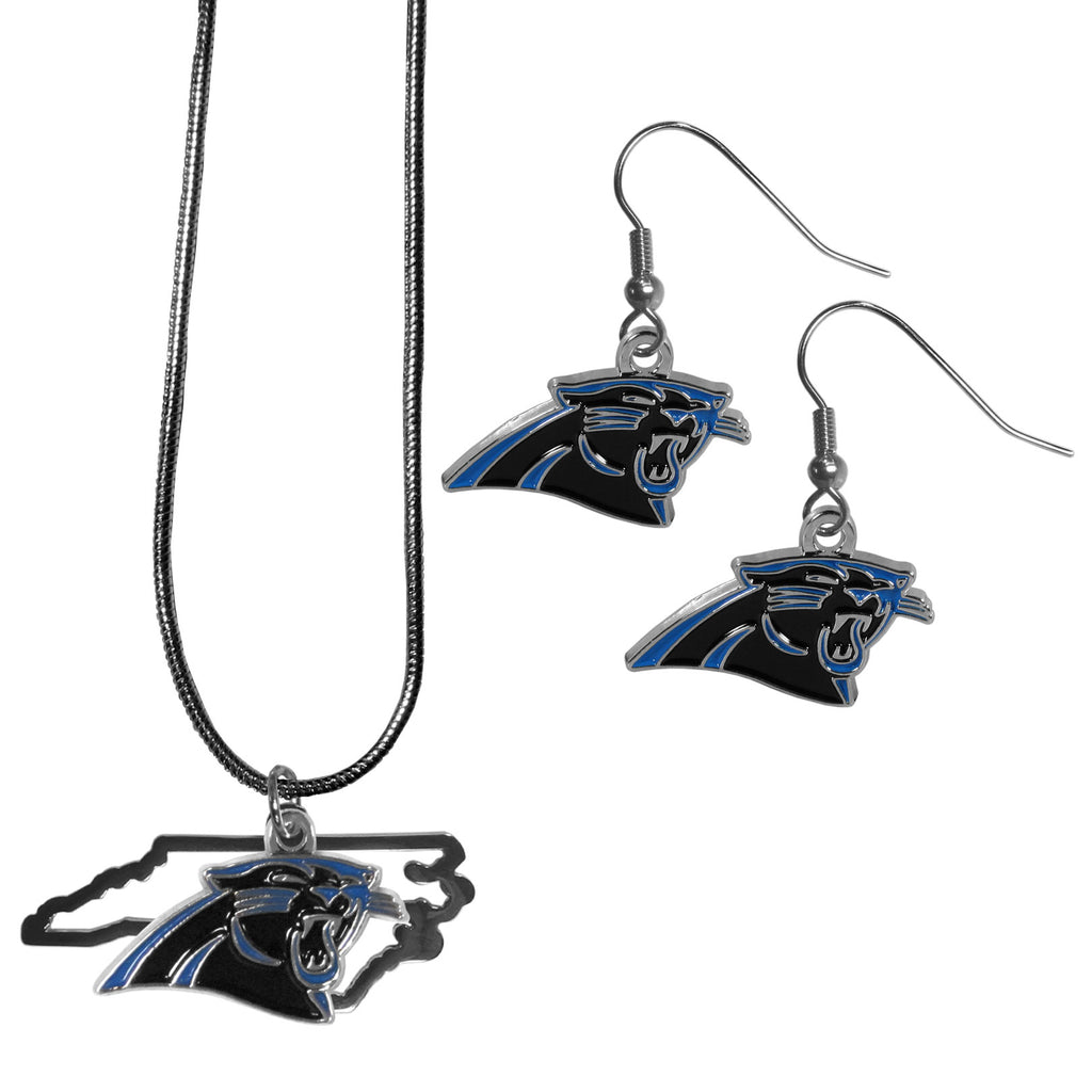 Carolina Panthers Dangle Earrings and State Necklace Set