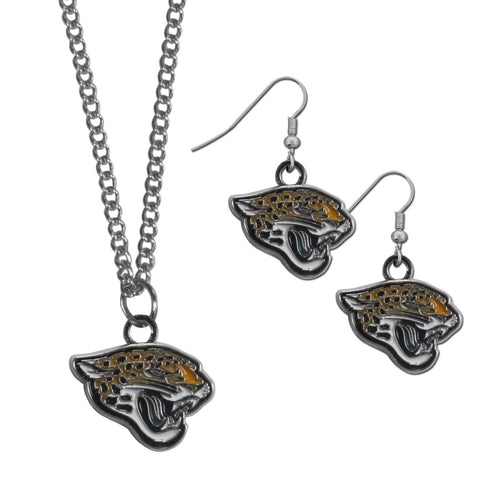 Jacksonville Jaguars Dangle Earrings and Chain Necklace Set