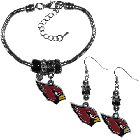 Arizona Cardinals Euro Bead Earrings and Bracelet Set