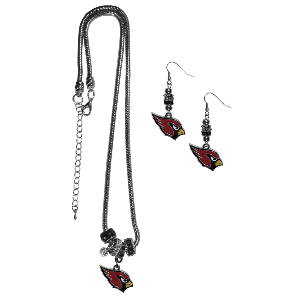 Arizona Cardinals Euro Bead Earrings and Necklace Set