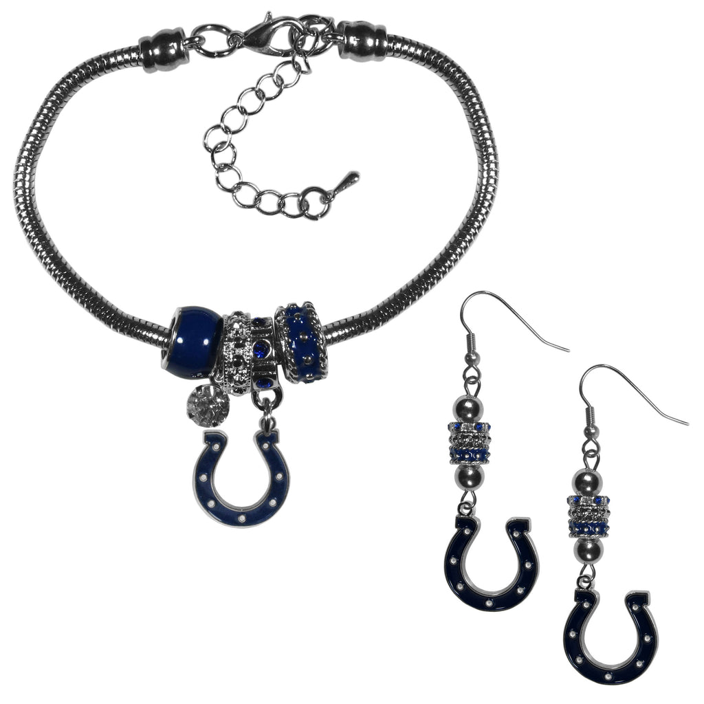 Indianapolis Colts Euro Bead Earrings and Bracelet Set
