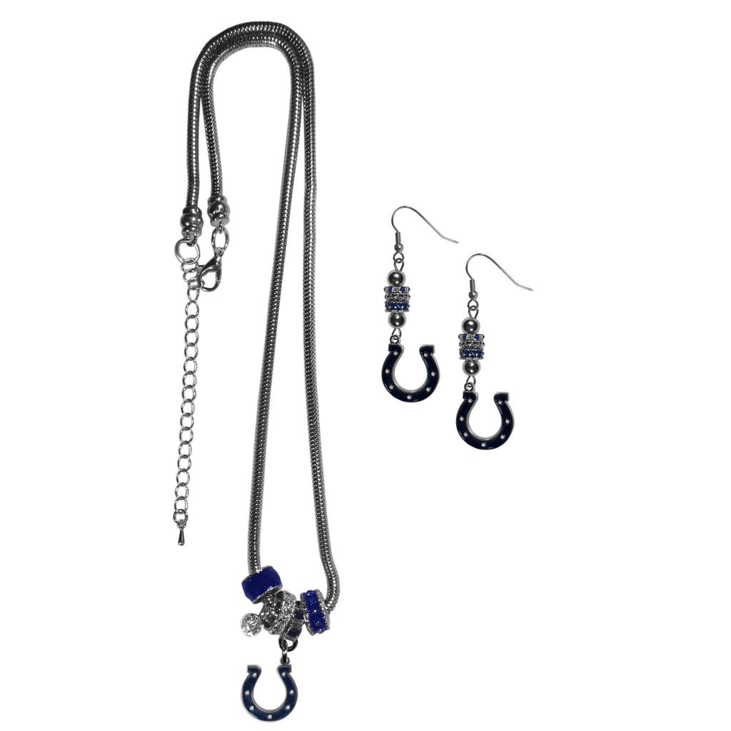 Indianapolis Colts Euro Bead Earrings and Necklace Set