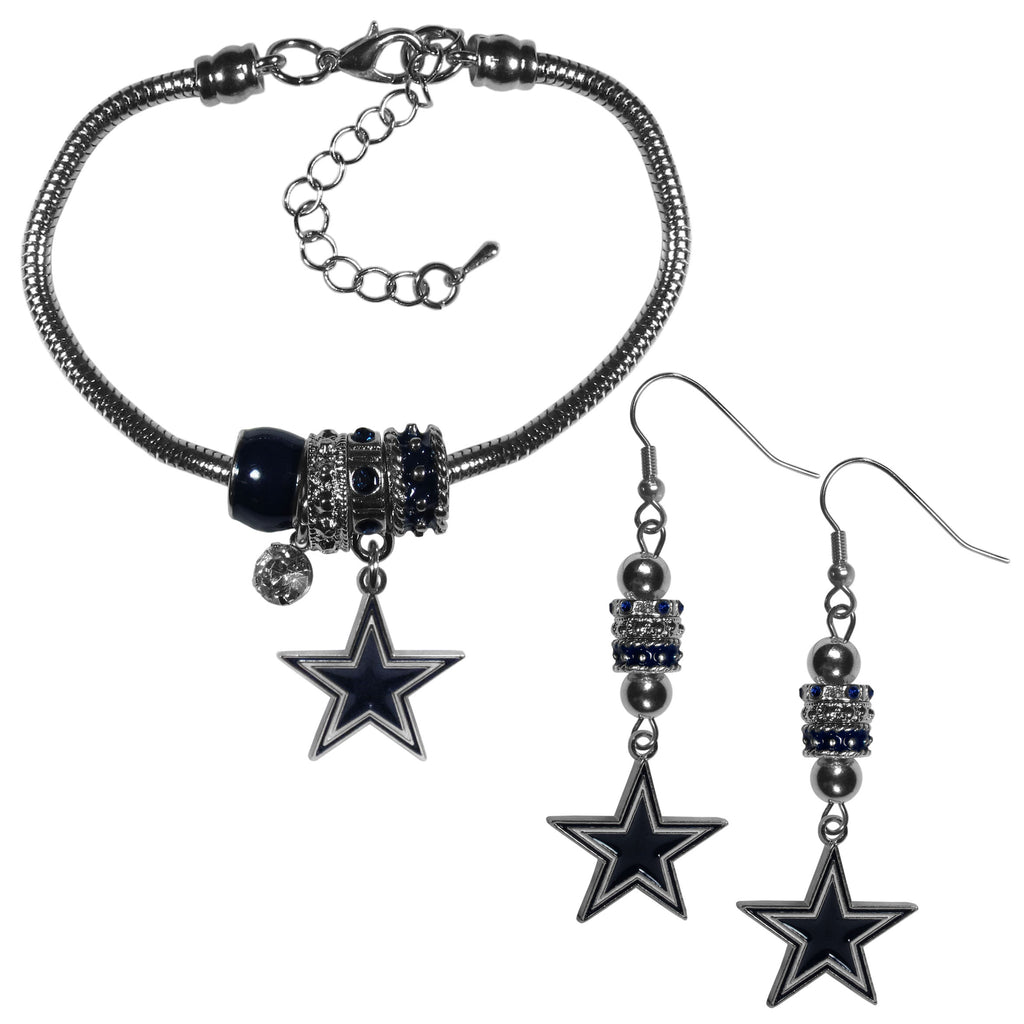 Dallas Cowboys Euro Bead Earrings and Bracelet Set