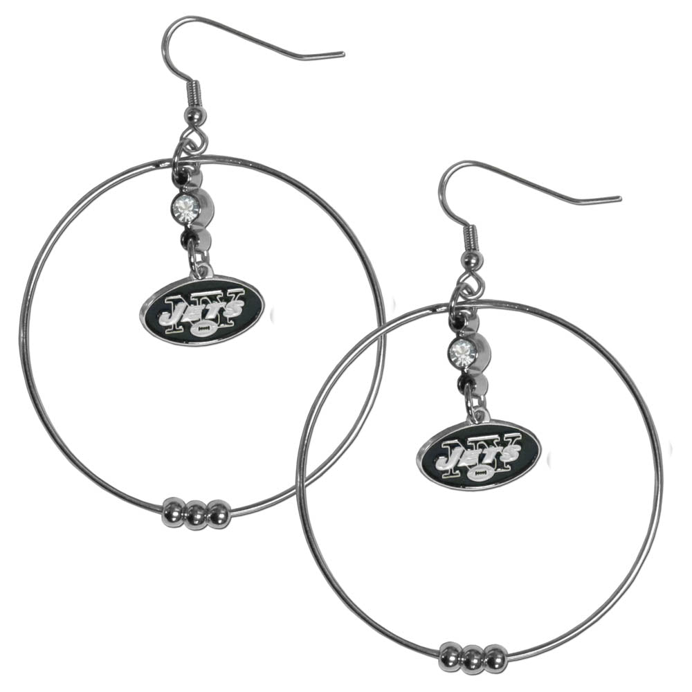 New York Jets 2 Inch Hoop Earrings