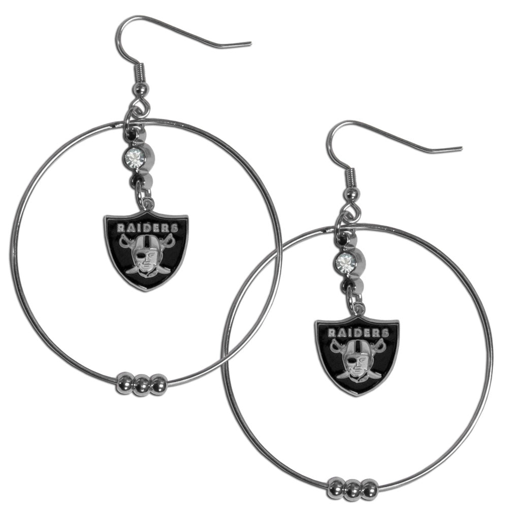 Oakland Raiders 2 Inch Hoop Earrings