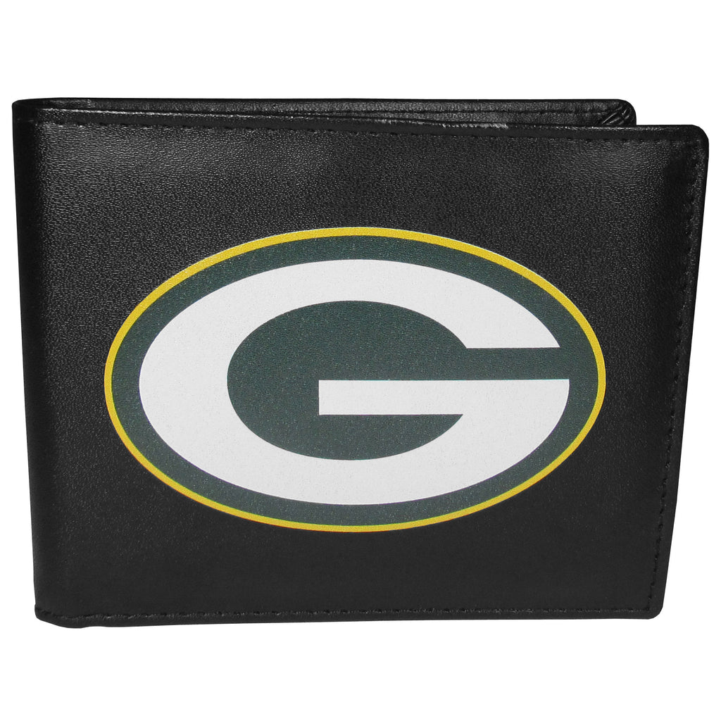 Green Bay Packers Leather Bifold Wallet - Std, Large Logo