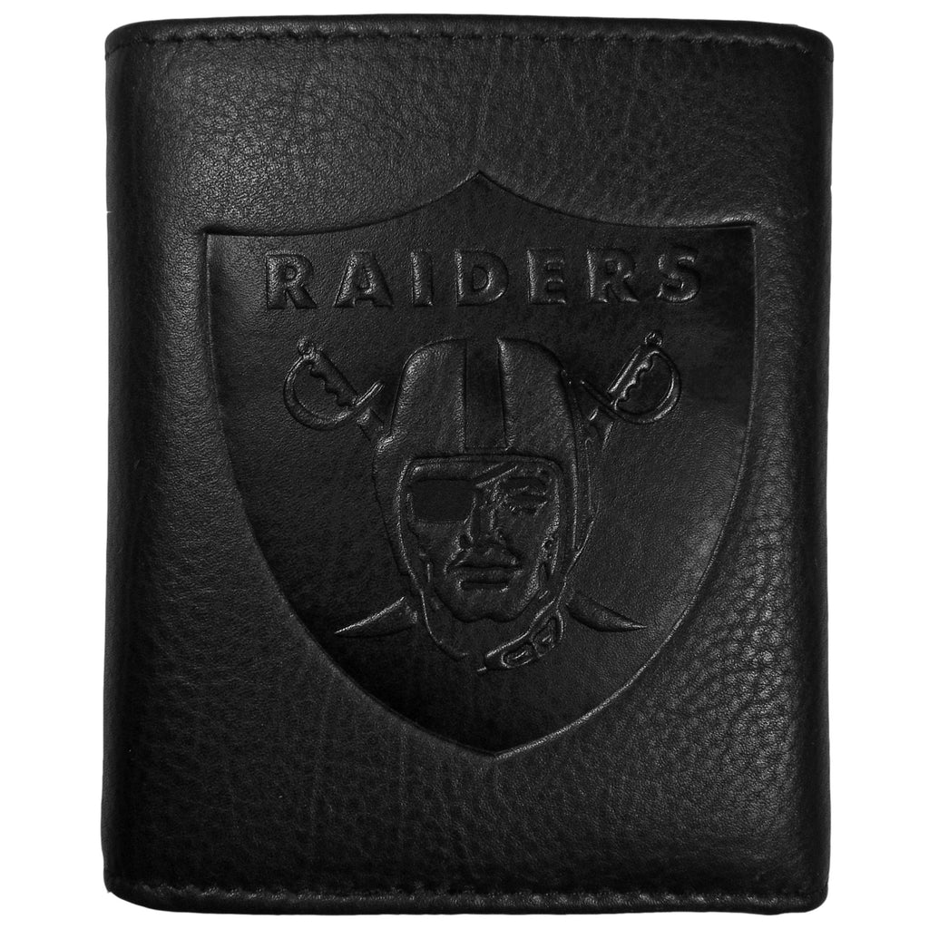 Oakland Raiders   Embossed Leather Tri fold Wallet 