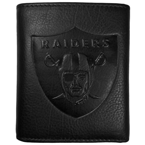 Oakland Raiders   Embossed Leather Tri fold Wallet 