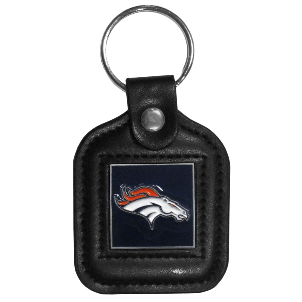 Denver Broncos Square Leather Key Chain