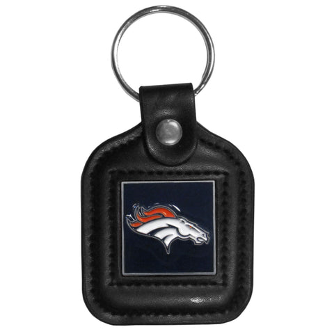 Denver Broncos   Square Leatherette Key Chain 
