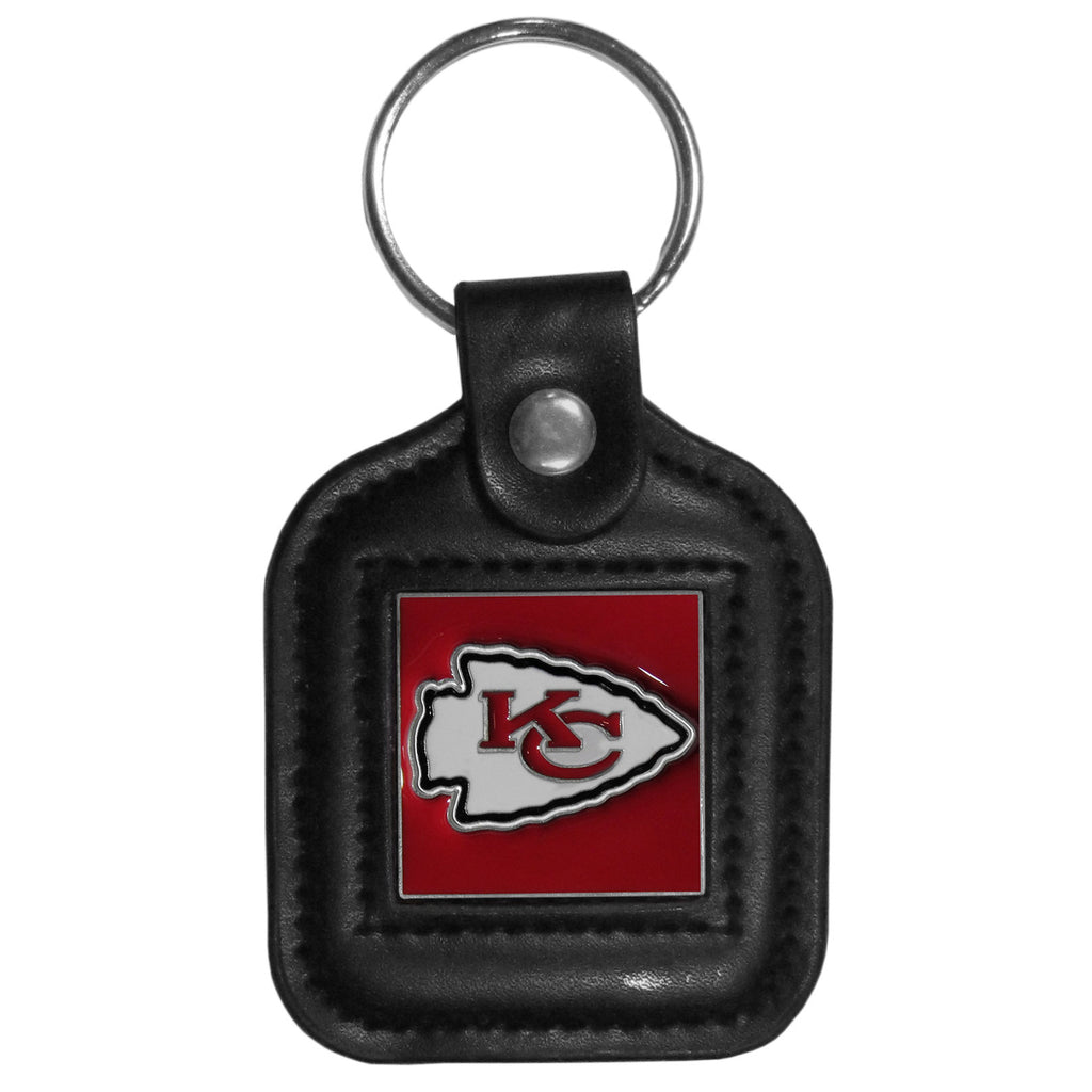 Kansas City Chiefs Square Leather Key Chain