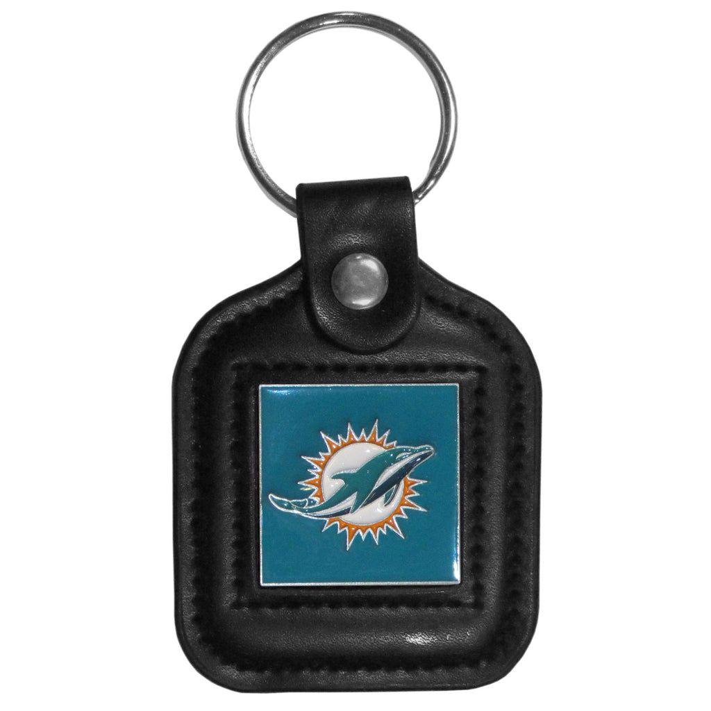 Miami Dolphins Square Leather Key Chain