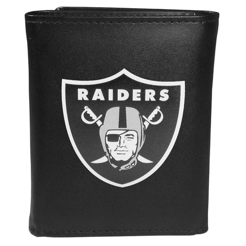 Oakland Raiders Leather Trifold Wallet, Large Logo-9