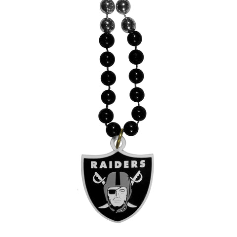 Oakland Raiders Mardi Gras Bead Necklace