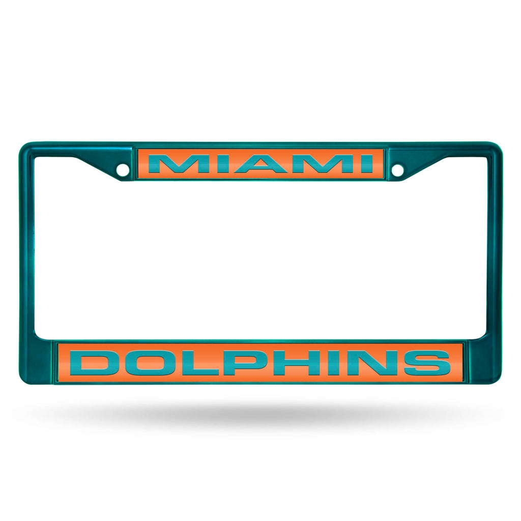 Miami Dolphins Laser Colored Chrome License Frame