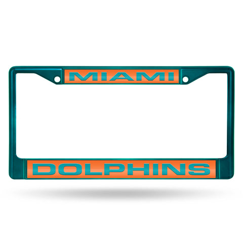 Miami Dolphins Laser Colored Chrome License Frame