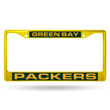 Green Bay Packers Laser Colored Chrome License Frame