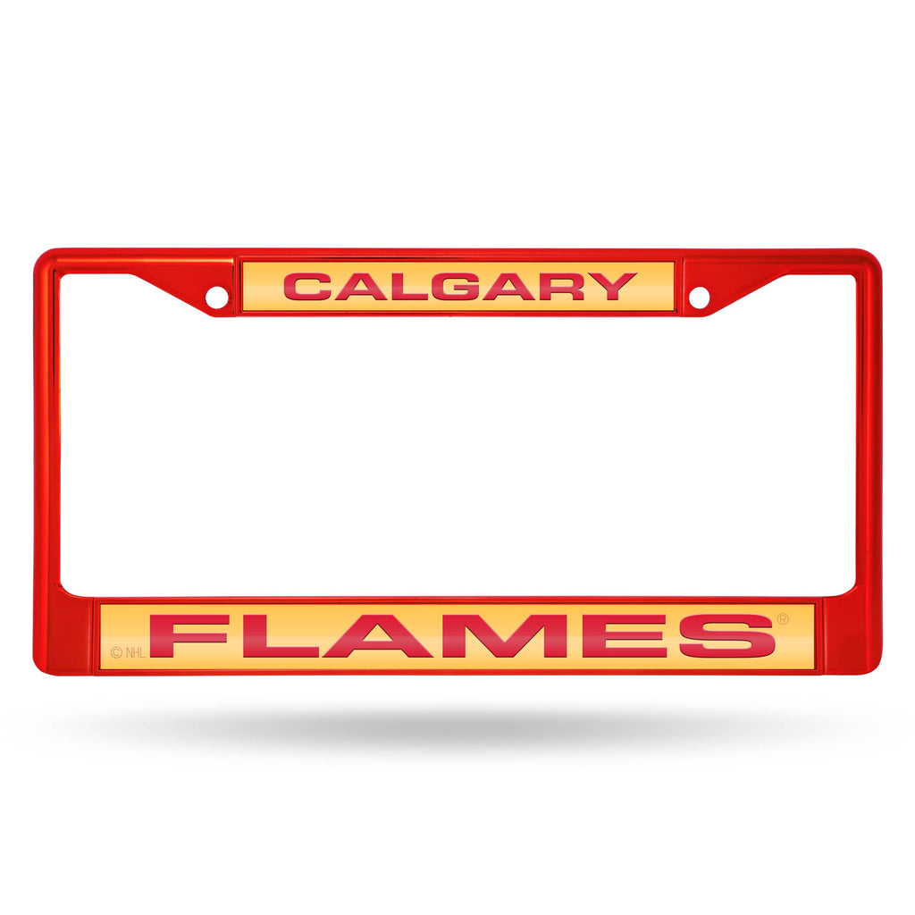 Calgary Flames Laser Colored Chrome License Frame