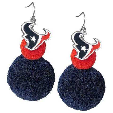 Houston Texans Pom Pom Earrings