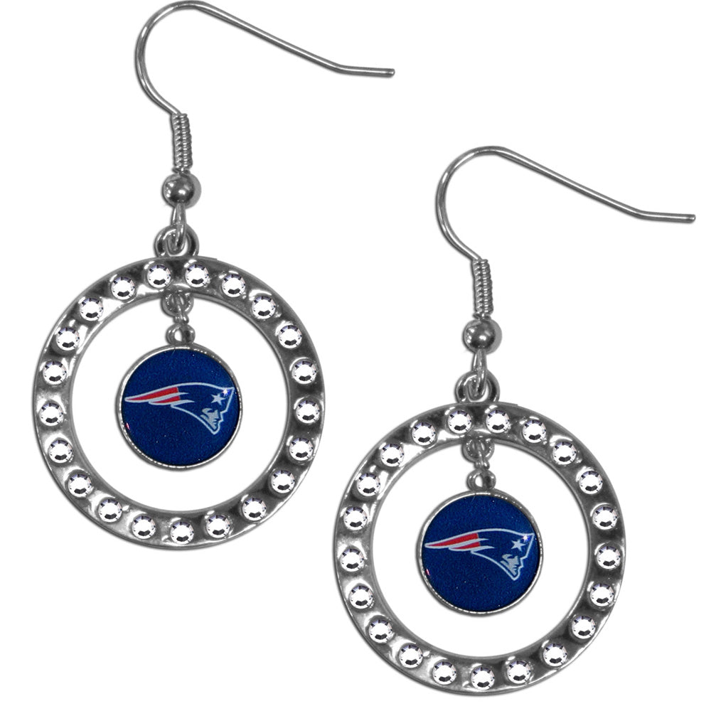 New England Patriots Rhinestone Hoop Earrings