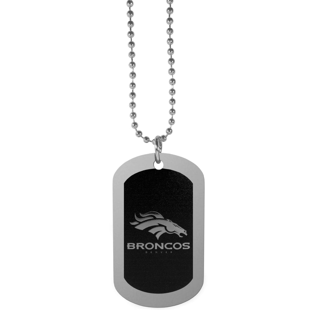 Denver Broncos Chrome Tag Necklace