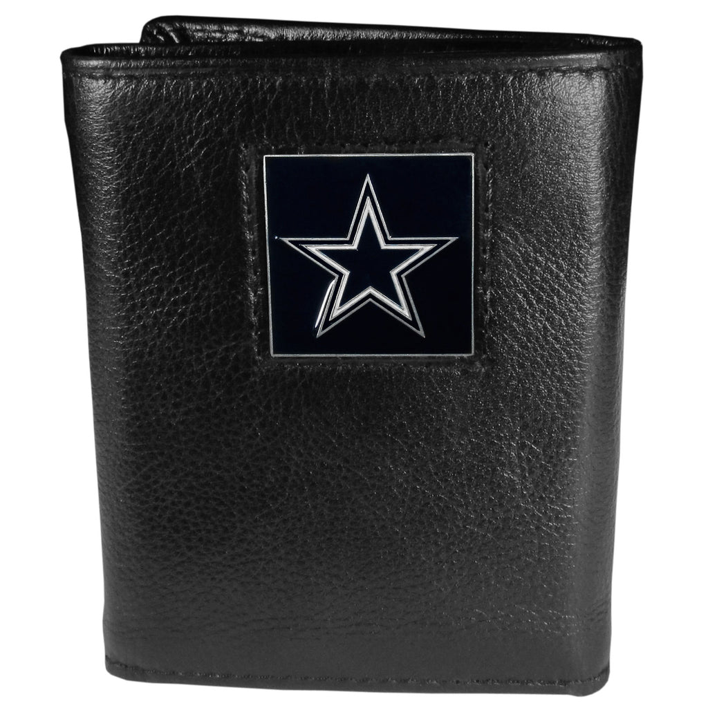 Dallas Cowboys Deluxe Leather Trifold Wallet Packaged in Gift Box