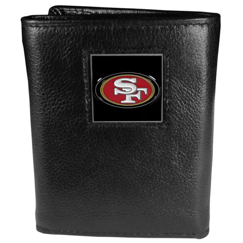 San Francisco 49ers Deluxe Leather Trifold Wallet Packaged in Gift Box